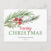 Weihnachtsgrün Feiertagspostkarte (Vorderseite)