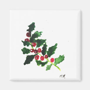 Weihnachtsgrün Festlich Wasserfarbe Vintage Stechp Magnet