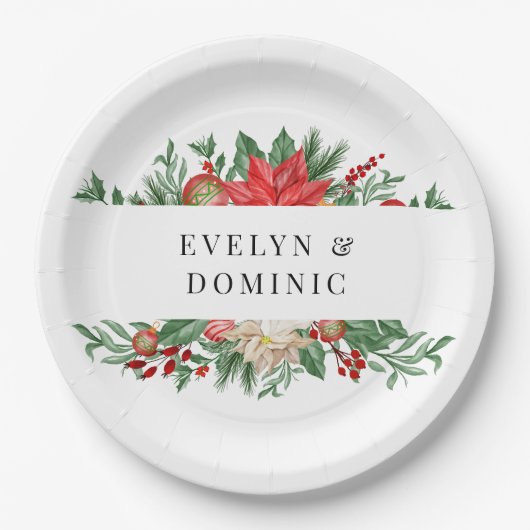 Weihnachtsgrün Foliage Hochzeit Pappteller (Vorderseite)