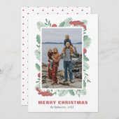 Weihnachtsgrün Foto Familienname Feiertagskarte (Vorne/Hinten)