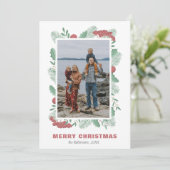 Weihnachtsgrün Foto Familienname Feiertagskarte (Stehend Vorderseite)