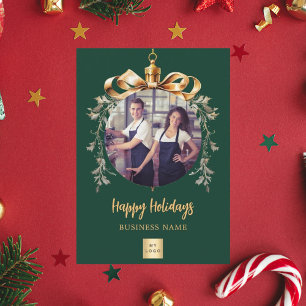 Weihnachtsgrün-Foto-Firmenlogo Feiertagskarte