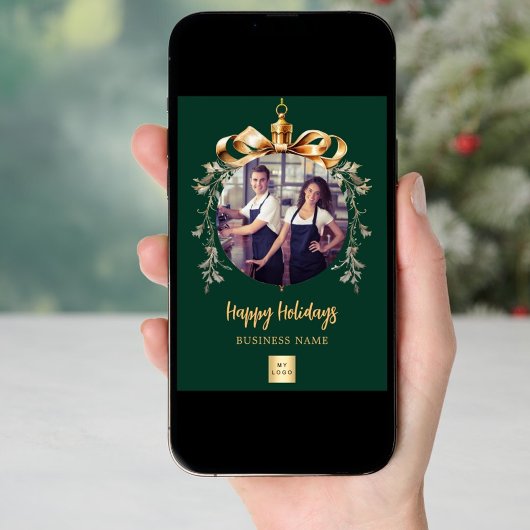 Weihnachtsgrün-Foto-Firmenlogo Feiertagskarte