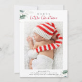 Weihnachtsgrün Foto Geburtsankündigung Feiertagskarte (Vorderseite)