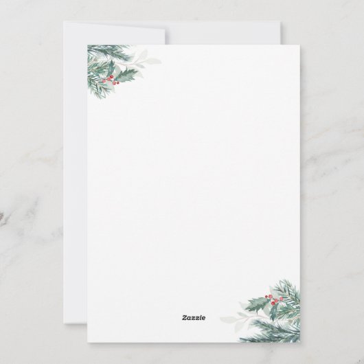 Weihnachtsgrün Foto Geburtsankündigung Feiertagskarte (Rückseite)