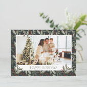 Weihnachtsgrün Foto Holiday Card Horizontal Einladung (Stehend Vorderseite)