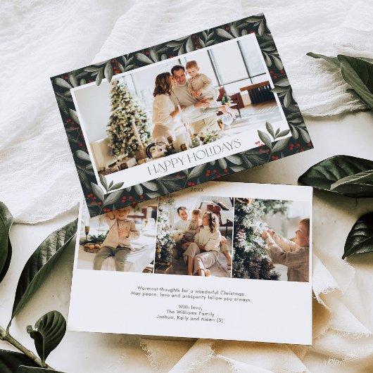 Weihnachtsgrün Foto Holiday Card Horizontal Einladung