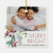 Weihnachtsgrün Foto Keramikornament (Rückseite)