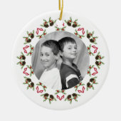 Weihnachtsgrün Foto Personalisiert Keramik Ornament (Vorne)