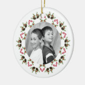 Weihnachtsgrün Foto Personalisiert Keramik Ornament (Links)