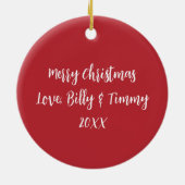 Weihnachtsgrün Foto Personalisiert Keramik Ornament (Hinten)