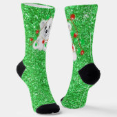 Weihnachtsgrün funkeln Glitzer Weihnachtsbär Socken (Gewinkelt)