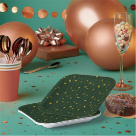 Weihnachtsgrün Gelbe Streifen Stern Weihnachten  Pappteller