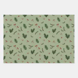 Weihnachtsgrün Geschenkpapier Set