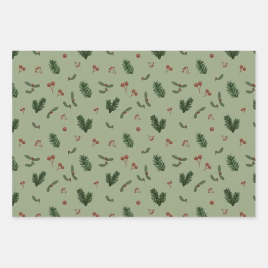 Weihnachtsgrün Geschenkpapier Set (Vorderseite)
