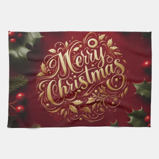 Weihnachtsgrün Geschirrtuch (Horizontal)