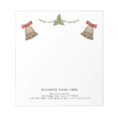 Weihnachtsgrün Glocken Beruflicher Text Notizblock (Vorderseite)