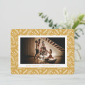 Weihnachtsgrün (Gold) Horizontales Foto Feiertagskarte (Stehend Vorderseite)