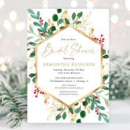 Weihnachtsgrün Goldholz Brautparty Einladung