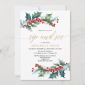 Weihnachtsgrün Goldschläfer sehen Grün treffen Einladung (Vorderseite)