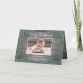 Weihnachtsgrün & Grauholz 2 Foto geklappt Feiertagskarte (Vorderseite)