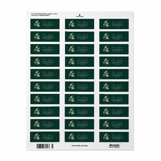 Weihnachtsgrün | Green Return Address Label (Vorne)