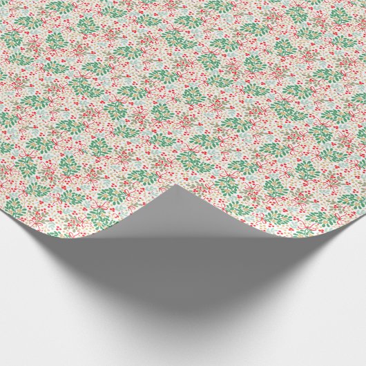 Weihnachtsgrün, Heilige Berries und Bogen Geschenkpapier (Ecke)