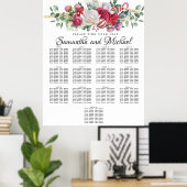 Weihnachtsgrün Hochzeit 13-Tische Seating Chart Poster (Heimbüro)