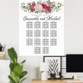 Weihnachtsgrün Hochzeit 14-Tische Seating Chart Poster (Heimbüro)