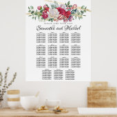 Weihnachtsgrün Hochzeit 15-Tische Seating Chart Poster (Küche)