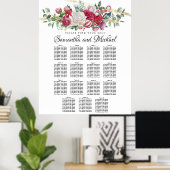 Weihnachtsgrün Hochzeit 15-Tische Seating Chart Poster (Heimbüro)