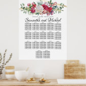 Weihnachtsgrün Hochzeit 17-Tische Seating Chart Poster (Küche)