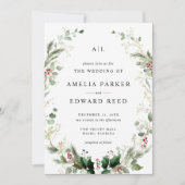 Weihnachtsgrün Hochzeit Einladung (Vorderseite)