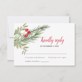 Weihnachtsgrün Hochzeit RSVP Karte