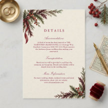 Weihnachtsgrün-Hochzeitsdetails für die Feiertage
