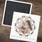 Weihnachtsgrün Holly Berries Foliage Wreath Magnet