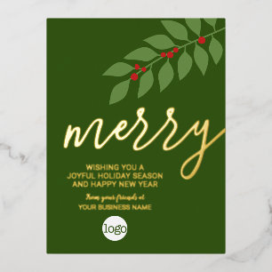 Weihnachtsgrün im Unternehmen glänzend grünes Blat Folien Feiertagspostkarte
