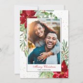 Weihnachtsgrün im Wasser + Gold Feiertagskarte (Vorderseite)