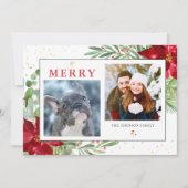 Weihnachtsgrün im Wasser + Goldene Weihnachtskarte Feiertagskarte (Vorderseite)