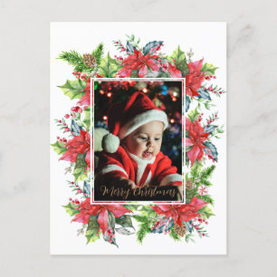 Weihnachtsgrün im Wasser mit Poinsettia Post Postkarte