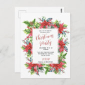 Weihnachtsgrün im Wasser mit Poinsettia Postkarte (Vorne/Hinten)