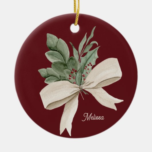 Weihnachtsgrün im Wasser Personalisiert Keramik Ornament (Vorne)