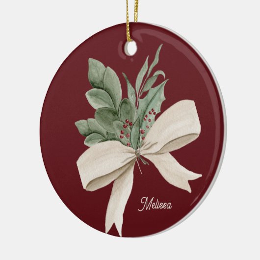 Weihnachtsgrün im Wasser Personalisiert Keramik Ornament (Links)