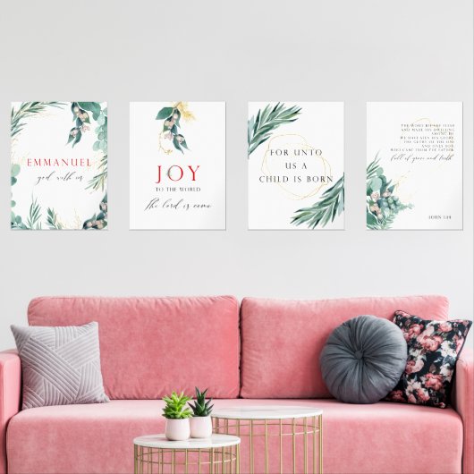 Weihnachtsgrün in Aquarellen Bilderwand Sets (Wohnzimmer)