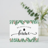 Weihnachtsgrün Kalligraphie-Bewegung Ankündigung Postkarte (Stehend Vorderseite)