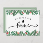 Weihnachtsgrün Kalligraphie-Bewegung Ankündigung Postkarte (Vorne/Hinten)