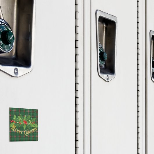 Weihnachtsgrün Kariert mit Kranz Magnet (In Situ (Schrank))