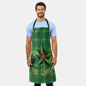 Weihnachtsgrün Kariert mit Kranz Schürze (Getragen)