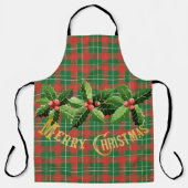Weihnachtsgrün Kariert mit Kränz Schürze (Vorderseite)