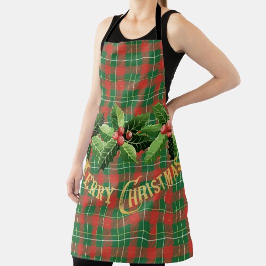 Weihnachtsgrün Kariert mit Kränz Schürze (InSitu)